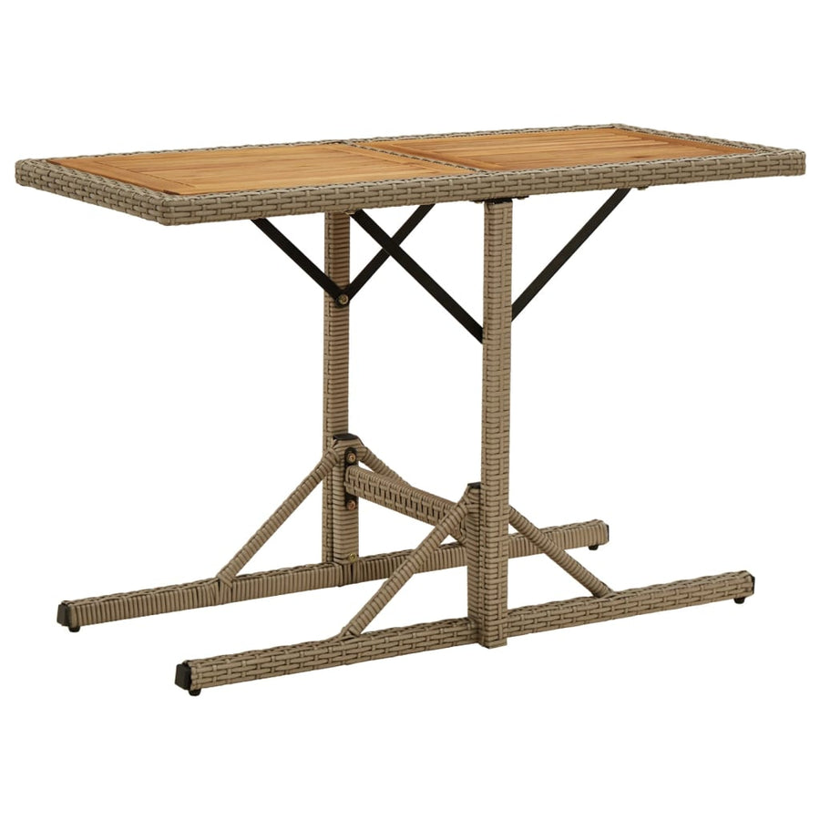 Tuintafel Massief Acaciahout En Poly Rattan Beige en bruin