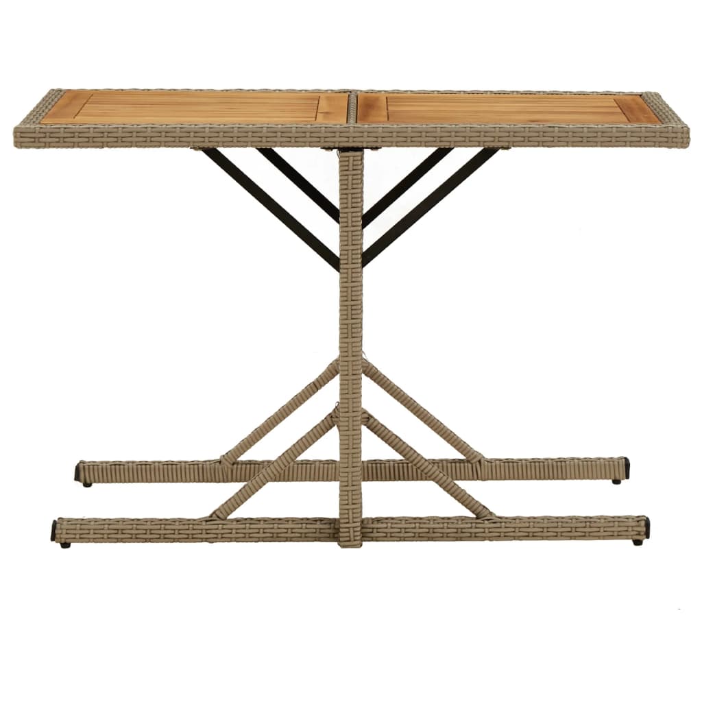 Tuintafel Massief Acaciahout En Poly Rattan Beige en bruin