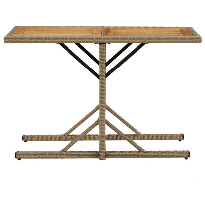 Tuintafel Massief Acaciahout En Poly Rattan Beige en bruin