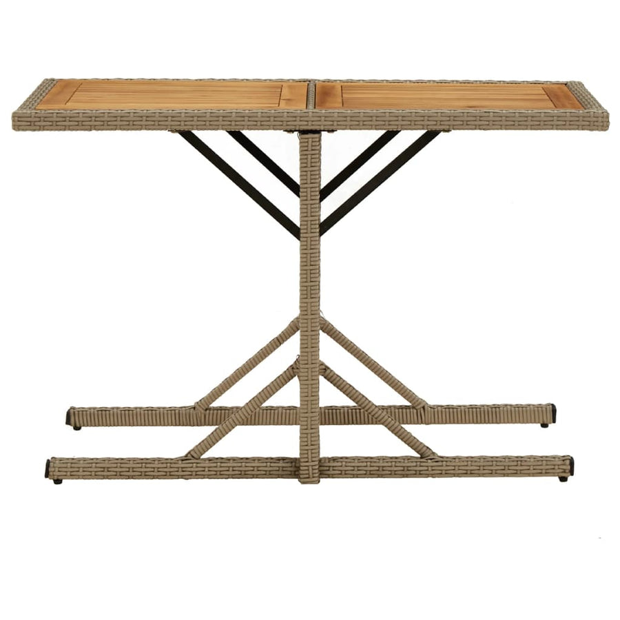 Tuintafel Massief Acaciahout En Poly Rattan Beige en bruin
