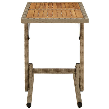 Tuintafel Massief Acaciahout En Poly Rattan Beige en bruin