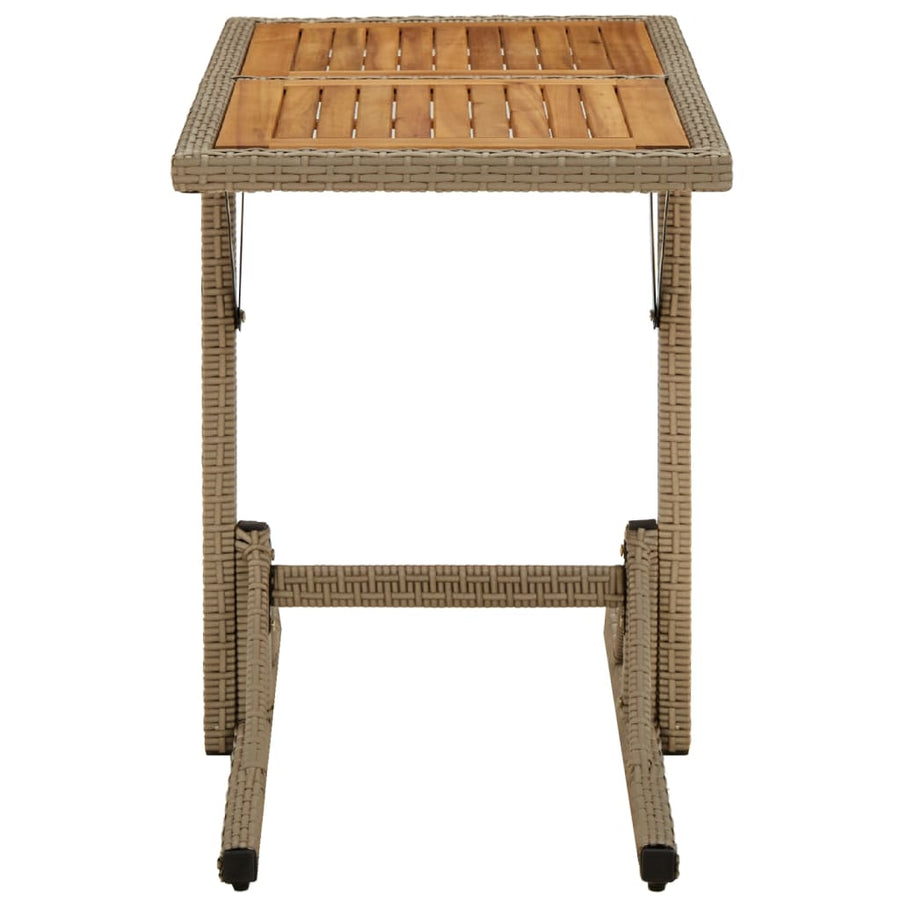 Tuintafel Massief Acaciahout En Poly Rattan Beige en bruin
