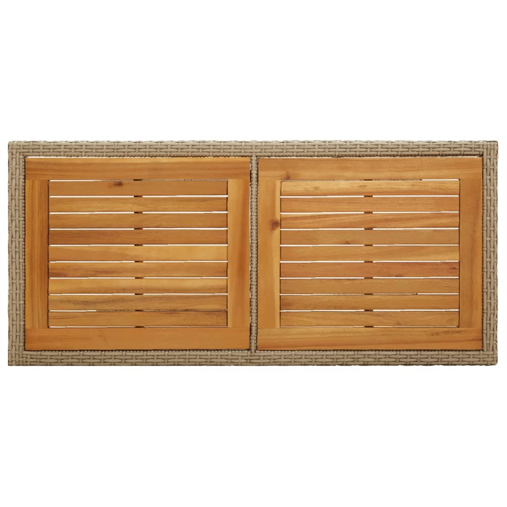 Tuintafel Massief Acaciahout En Poly Rattan Beige en bruin