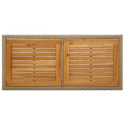 Tuintafel Massief Acaciahout En Poly Rattan Beige en bruin