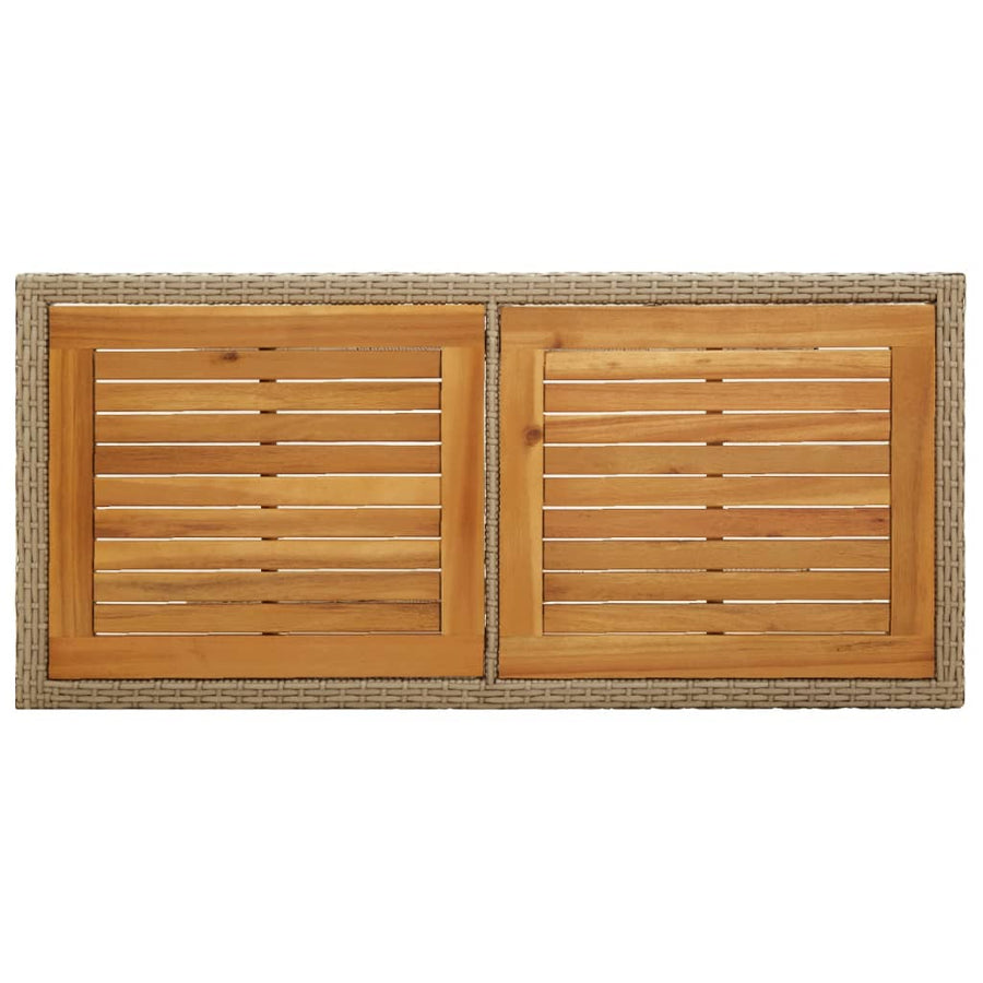 Tuintafel Massief Acaciahout En Poly Rattan Beige en bruin
