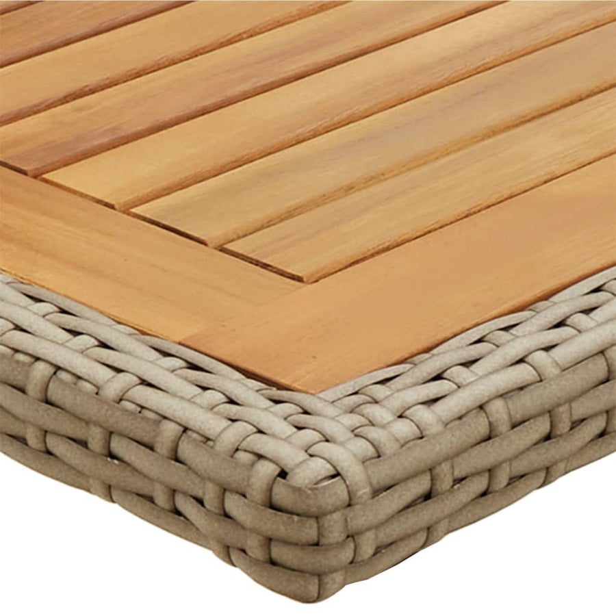 Tuintafel Massief Acaciahout En Poly Rattan Beige en bruin