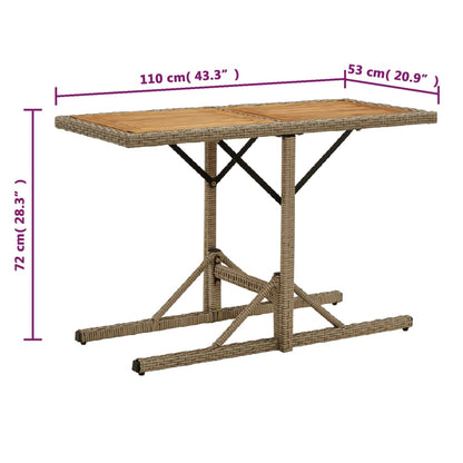 Tuintafel Massief Acaciahout En Poly Rattan Beige en bruin