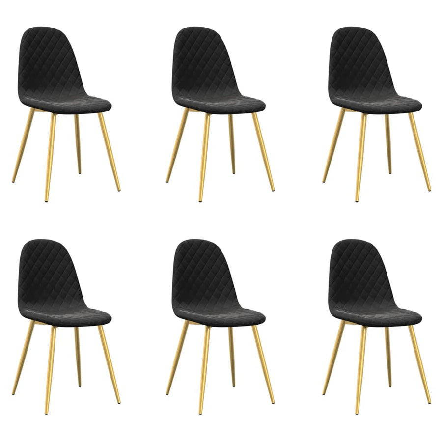 Eetkamerstoelen 6 st fluweel zwart 6 Zwart