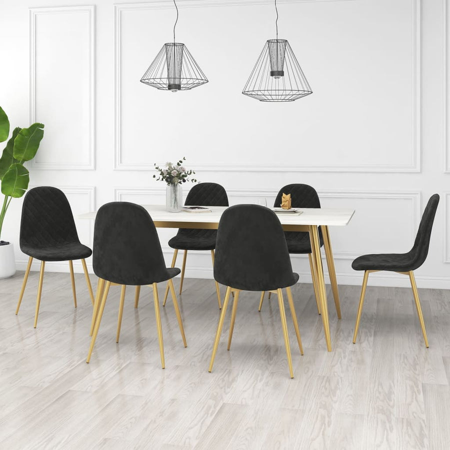 Eetkamerstoelen 6 st fluweel zwart 6 Zwart