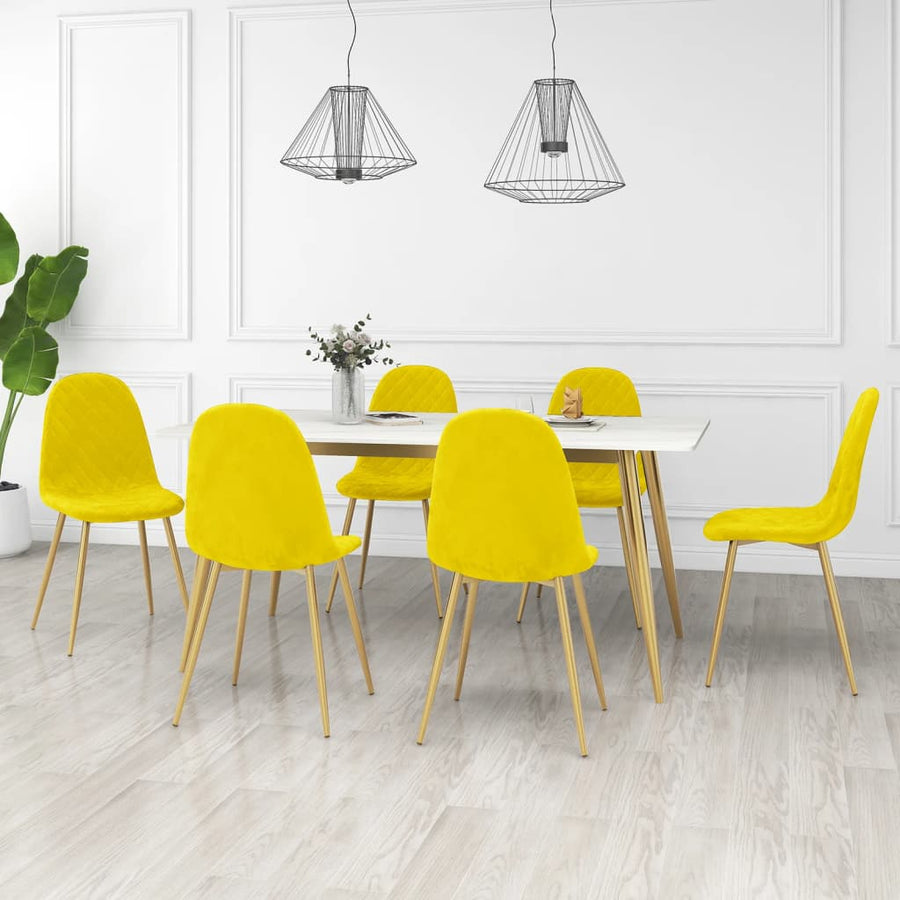 Eetkamerstoelen 6 st fluweel mosterdgeel 6 Mosterdgeel
