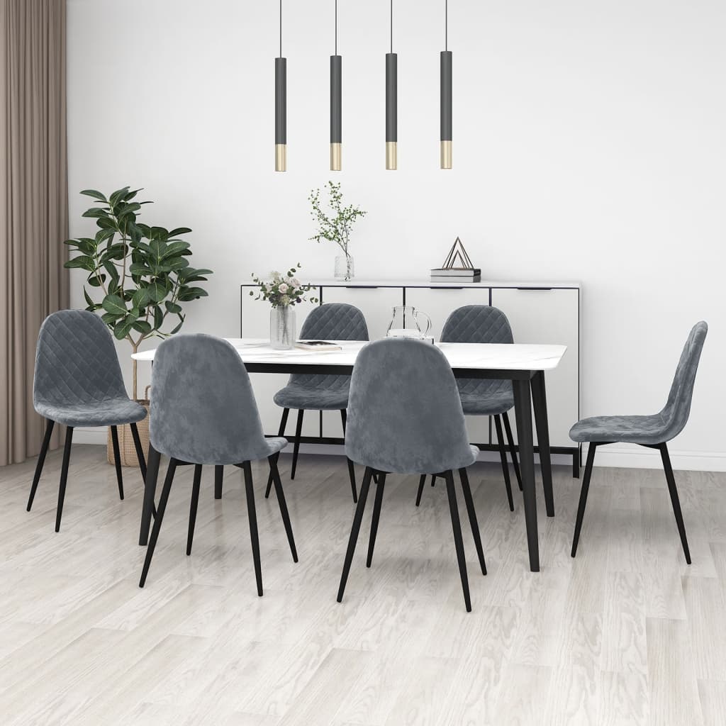 Eetkamerstoelen Fluweel 6 Donkergrijs