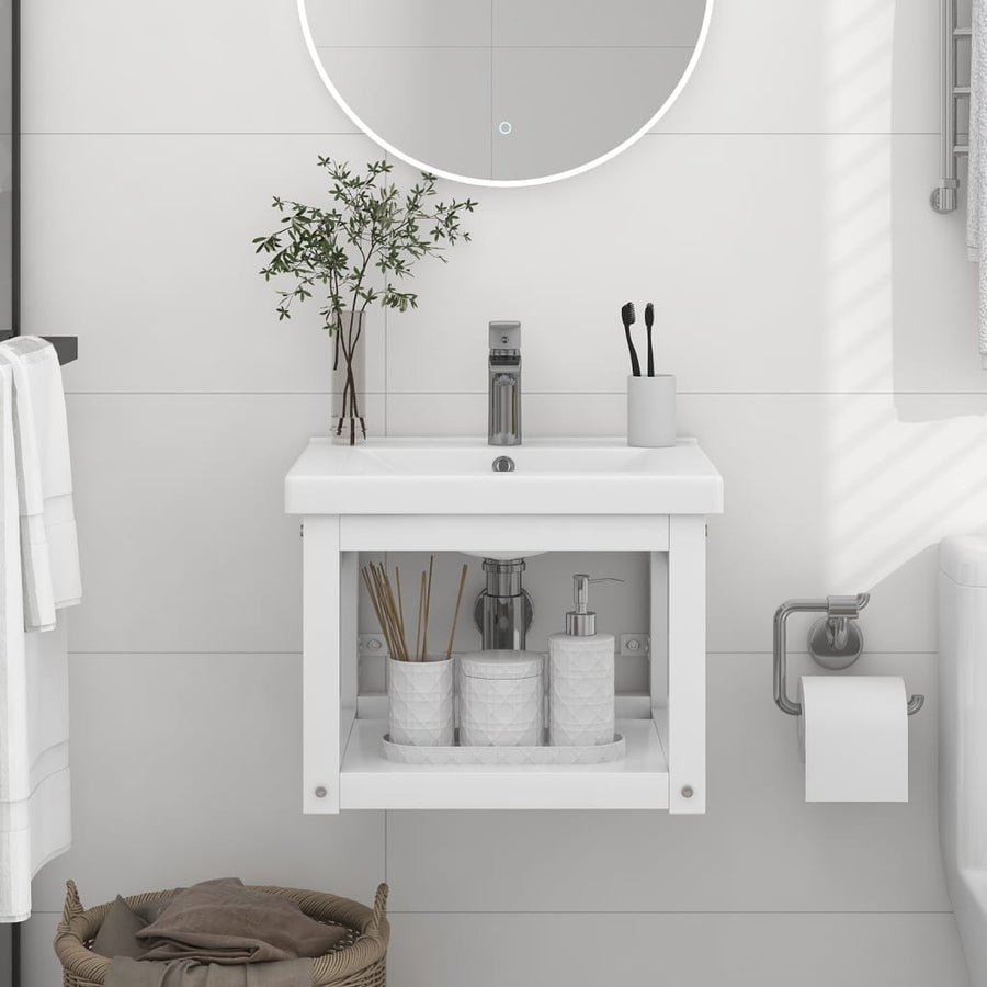 Wastafelframe Wandgemonteerd Ijzer 40 x 38 x 31 cm Wit