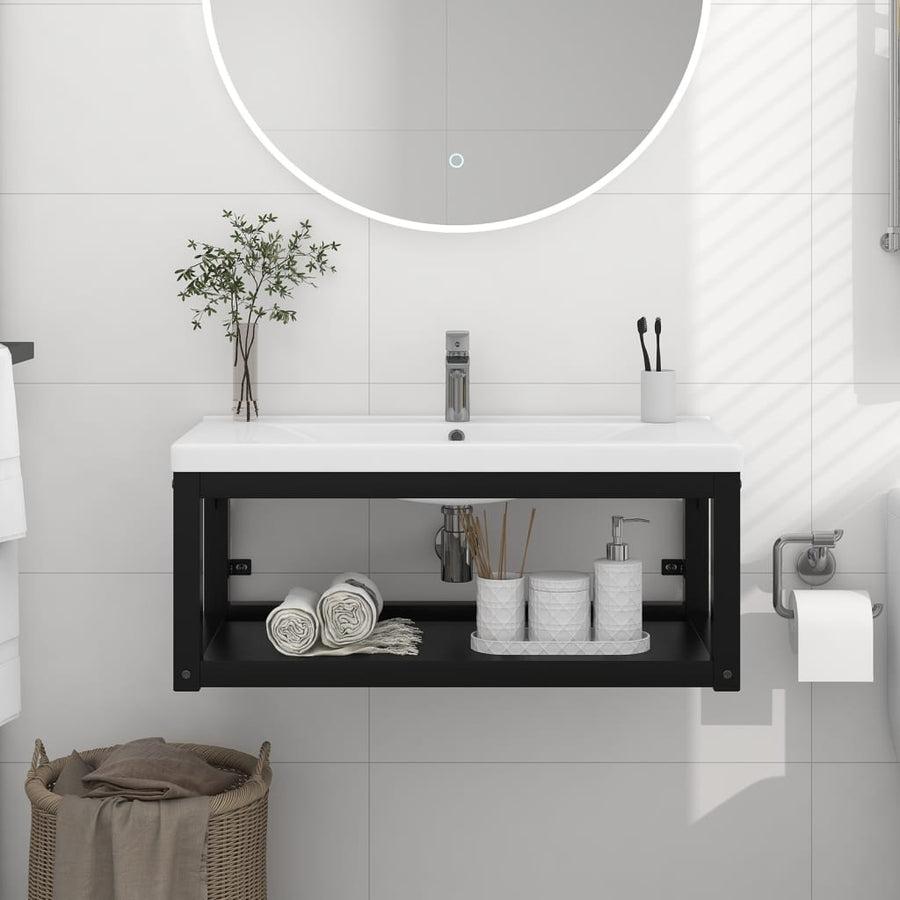 Wastafelframe Wandgemonteerd Ijzer 79 x 38 x 31 cm Zwart