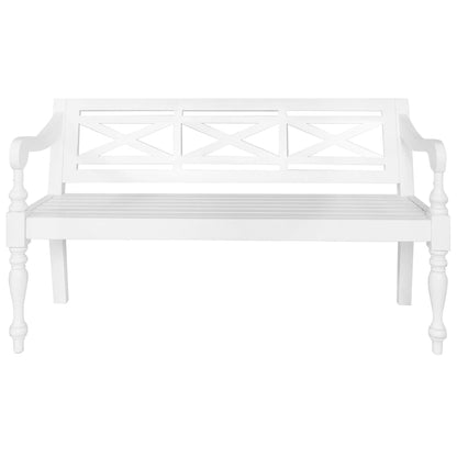 Bank Batavia 123 cm massief mahoniehout wit