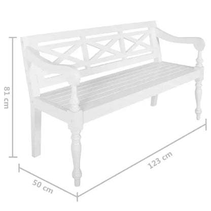 Bank Batavia 123 cm massief mahoniehout wit