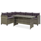 2-piece Lounge Set with cushions poly rattan grey