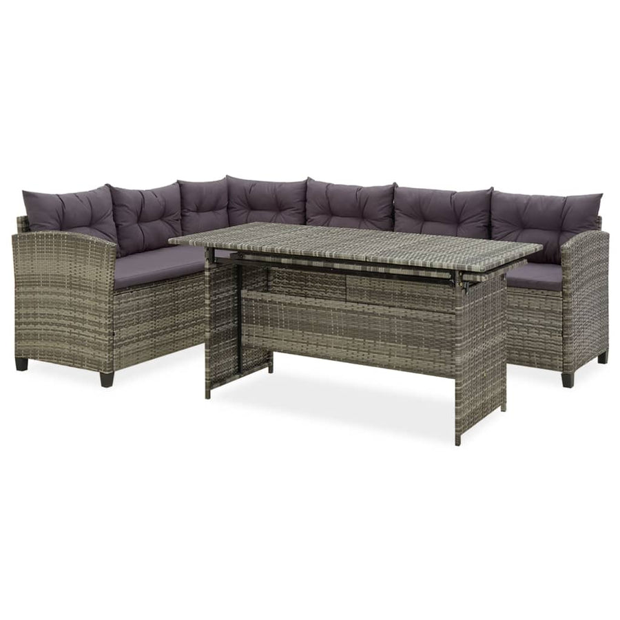 2-Delige Loungeset Met Kussens Poly Rattan Grijs 5