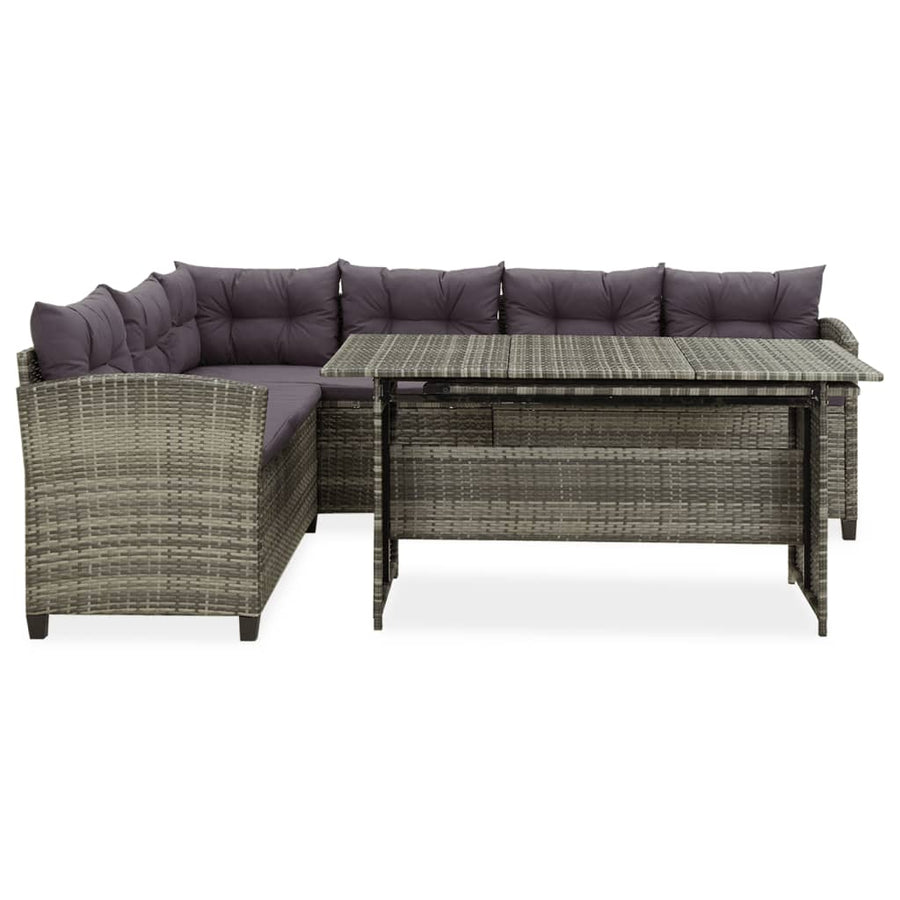2-Delige Loungeset Met Kussens Poly Rattan Grijs 5