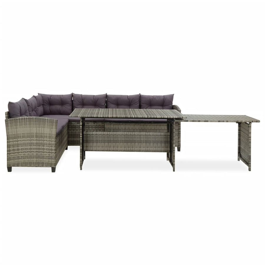 2-Delige Loungeset Met Kussens Poly Rattan Grijs 5