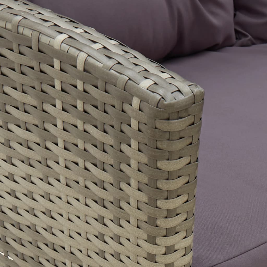 2-Delige Loungeset Met Kussens Poly Rattan Grijs 5