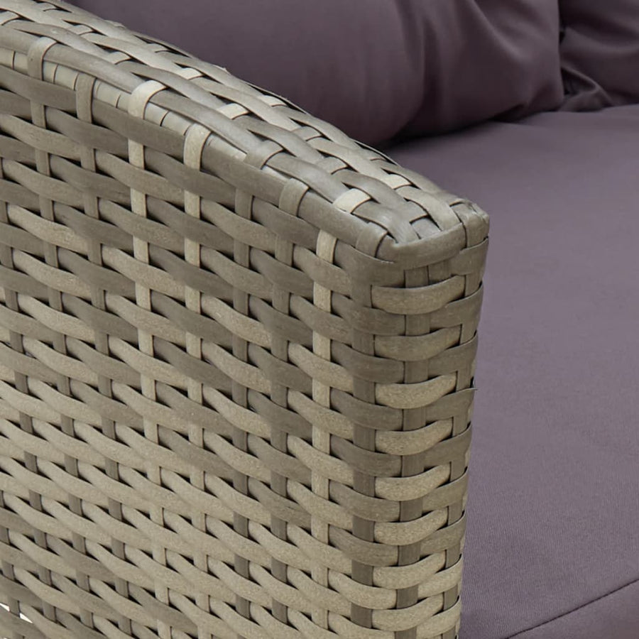 2-Delige Loungeset Met Kussens Poly Rattan Grijs 5
