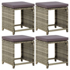 Tuinkruk 38x38x40 cm poly rattan grijs met kussen