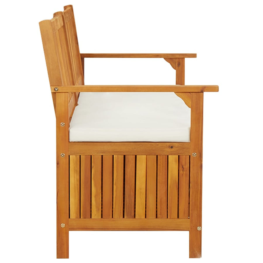 Opbergbankje Met Kussen 48 Cm Massief Acaciahout 148 x 62 x 84 cm Bruin en wit