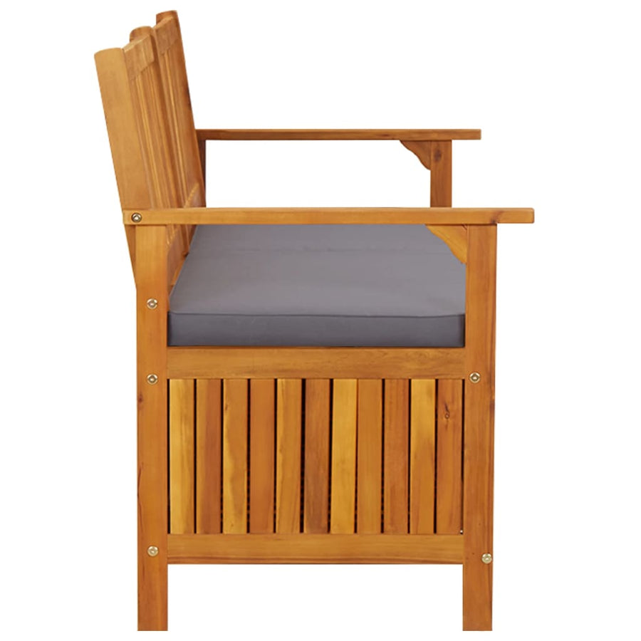 Opbergbankje Met Kussen 48 Cm Massief Acaciahout 148 x 62 x 84 cm Bruin en grijs
