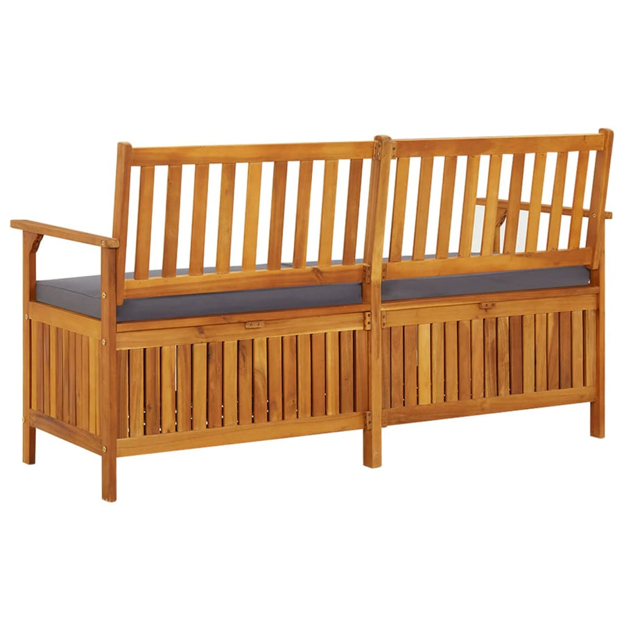 Opbergbankje Met Kussen 48 Cm Massief Acaciahout 148 x 62 x 84 cm Bruin en grijs