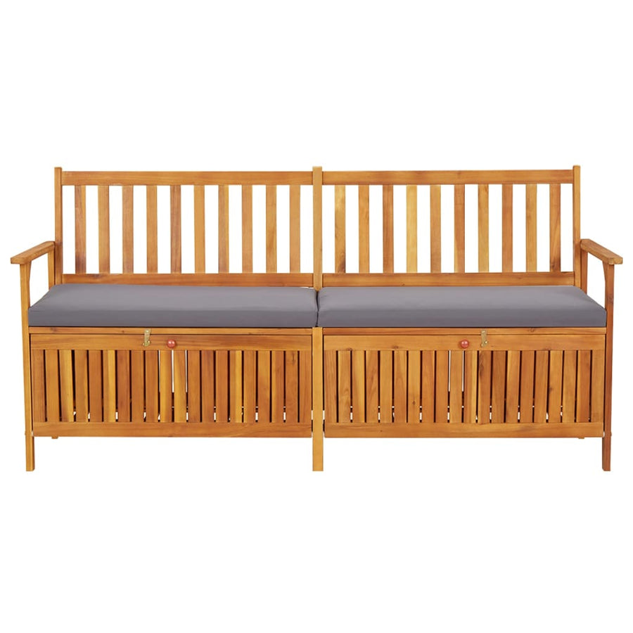 Opbergbankje Met Kussen 70 Cm Massief Acaciahout 170 x 63 x 84 cm Bruin en grijs