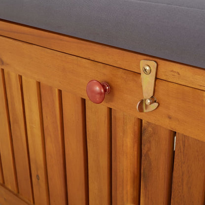 Opbergbankje Met Kussen 70 Cm Massief Acaciahout 170 x 63 x 84 cm Bruin en grijs