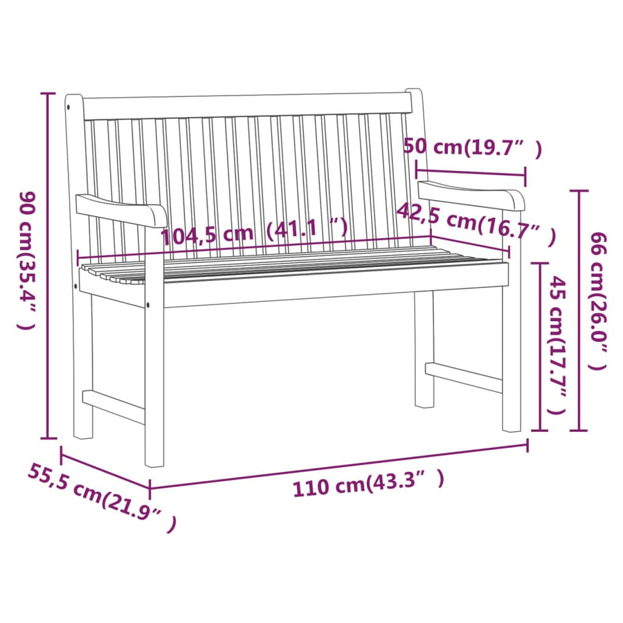 Tuinbank 0 Cm Massief Acaciahout 110 x 55.5 x 90 cm