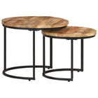 Tafeltjesset ruw mangohout 2-delig 50x40 cm en 40x34 cm