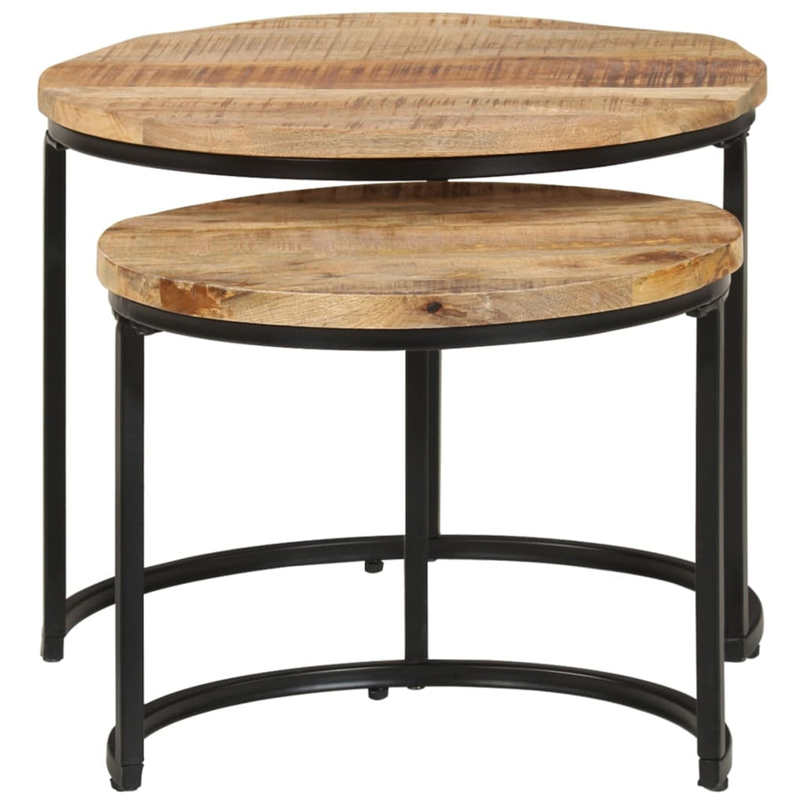 -Delige Tafeltjesset Ruw Mangohout 2 Ø 40 x 34 cm massief mangohout