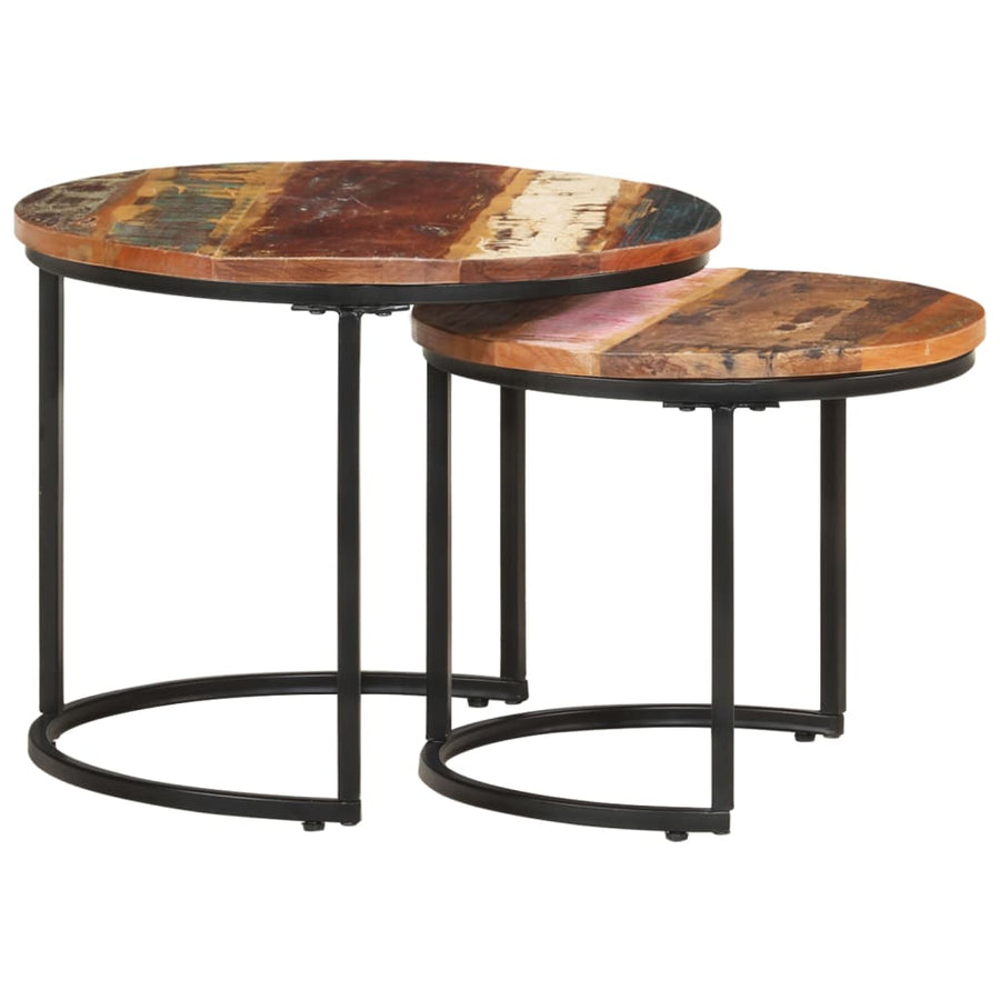 -Delige Tafeltjesset 2 Ø 40 x 34 cm massief gerecycled hout