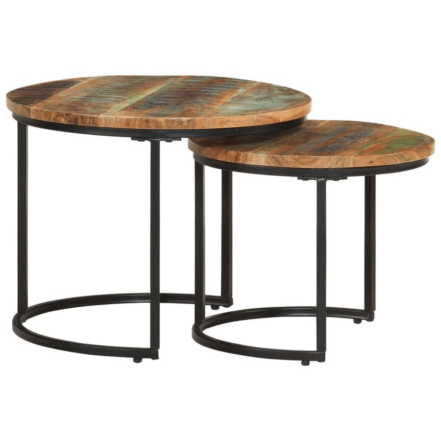 -Delige Tafeltjesset 2 Ø 40 x 34 cm massief gerecycled hout