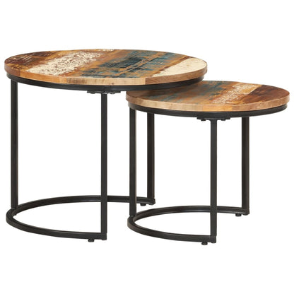-Delige Tafeltjesset 2 Ø 40 x 34 cm massief gerecycled hout