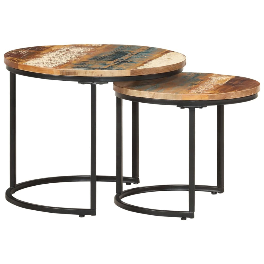 -Delige Tafeltjesset 2 Ø 40 x 34 cm massief gerecycled hout