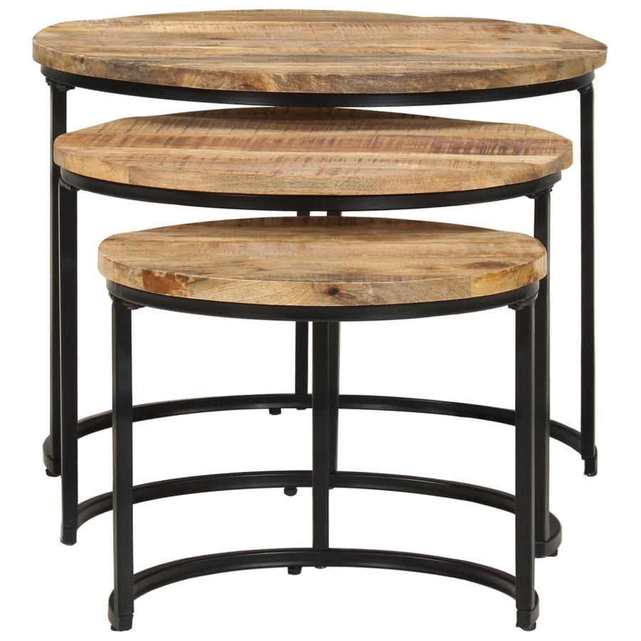 -Delige Tafeltjesset Ruw Mangohout 3 Ø 40 x 34 cm massief mangohout