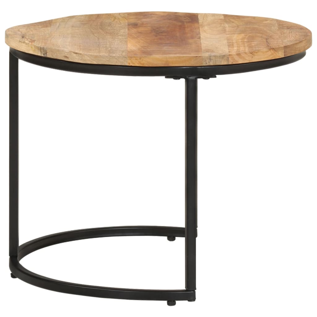-Delige Tafeltjesset Ruw Mangohout 3 Ø 40 x 34 cm massief mangohout