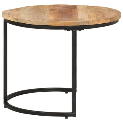-Delige Tafeltjesset Ruw Mangohout 3 Ø 40 x 34 cm massief mangohout