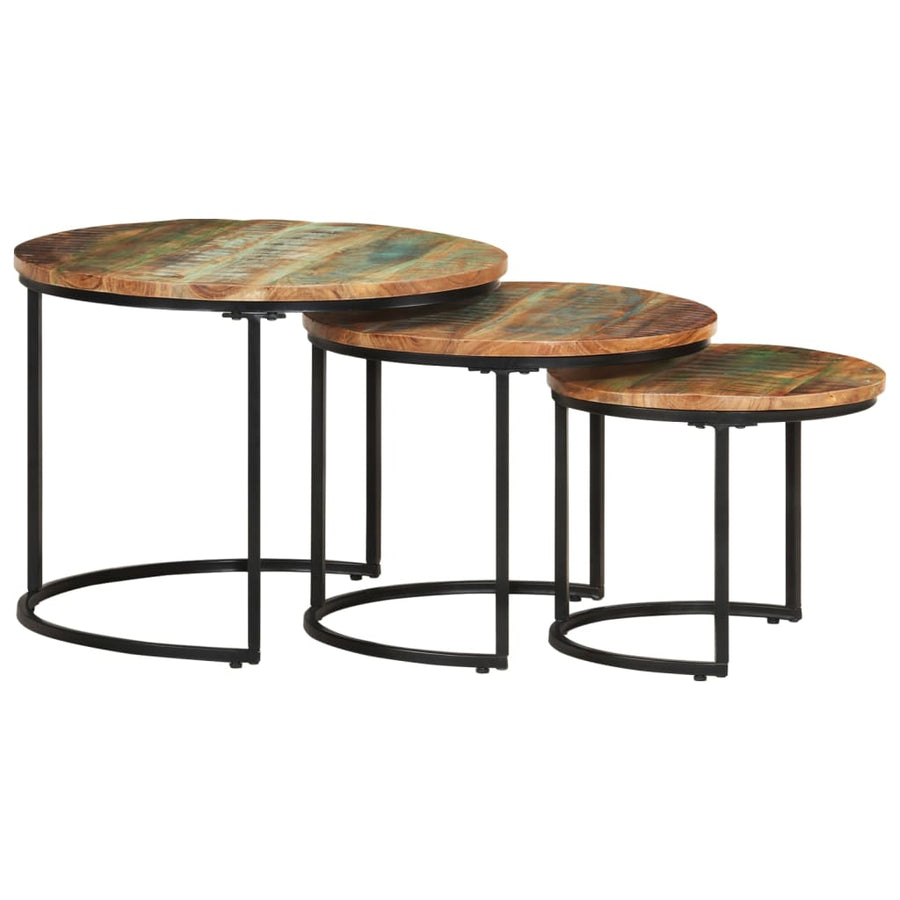 -Delige Tafeltjesset 3 Ø 40 x 34 cm massief gerecycled hout