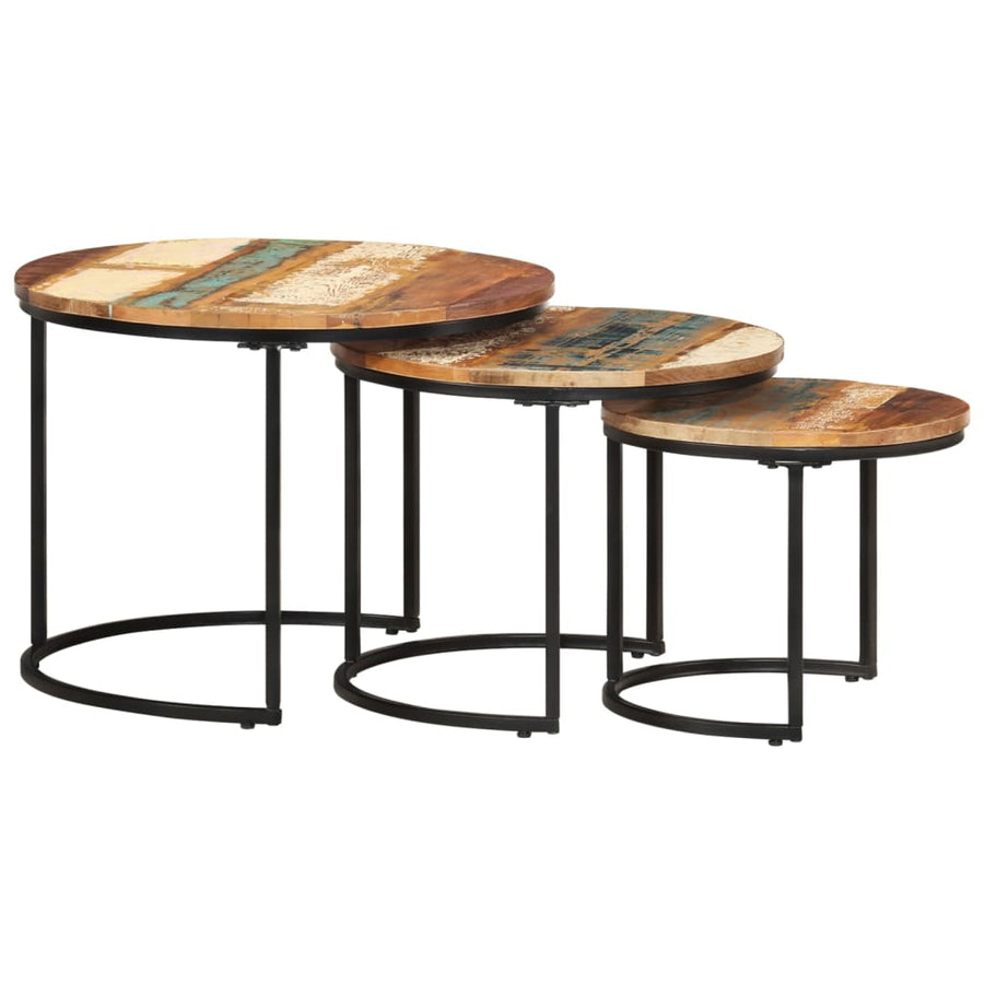 -Delige Tafeltjesset 3 Ø 40 x 34 cm massief gerecycled hout