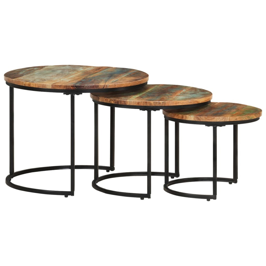-Delige Tafeltjesset 3 Ø 40 x 34 cm massief gerecycled hout