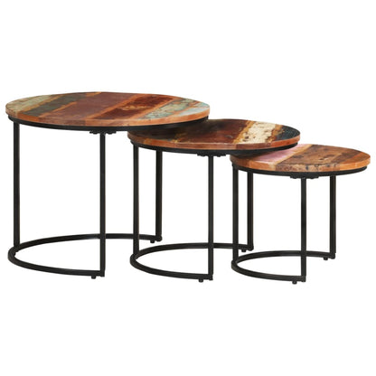 -Delige Tafeltjesset 3 Ø 40 x 34 cm massief gerecycled hout