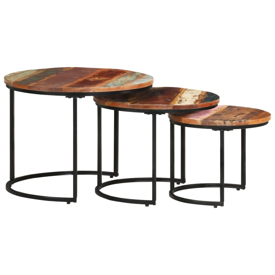 -Delige Tafeltjesset 3 Ø 40 x 34 cm massief gerecycled hout