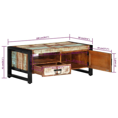 Salontafel 100x50x41 cm massief gerecycled hout