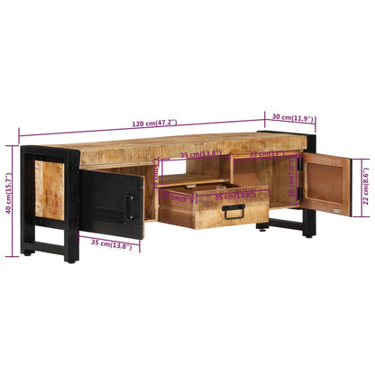 Tv-Meubel 120X30X40 Cm Massief mangohout