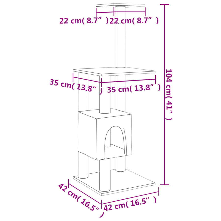 Kattenkrabpaal Met Sisal Krabpalen 104 Cm Crèmekleurig