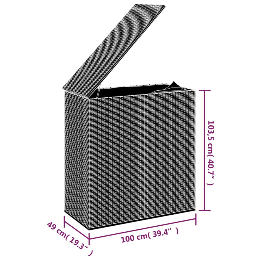 Tuinbox 100X49X103,5 Cm Polyetheen Rattan 100 x 49 x 103.5 cm Grijs